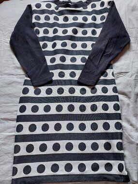 Polka dot + stripes sweater dress (Size M) Japan Made